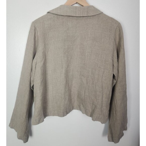 Bryn Walker Women's Sz. M Linen Eliza Asym Front Buttons Jacket Tan NWT - Picture 6 of 7